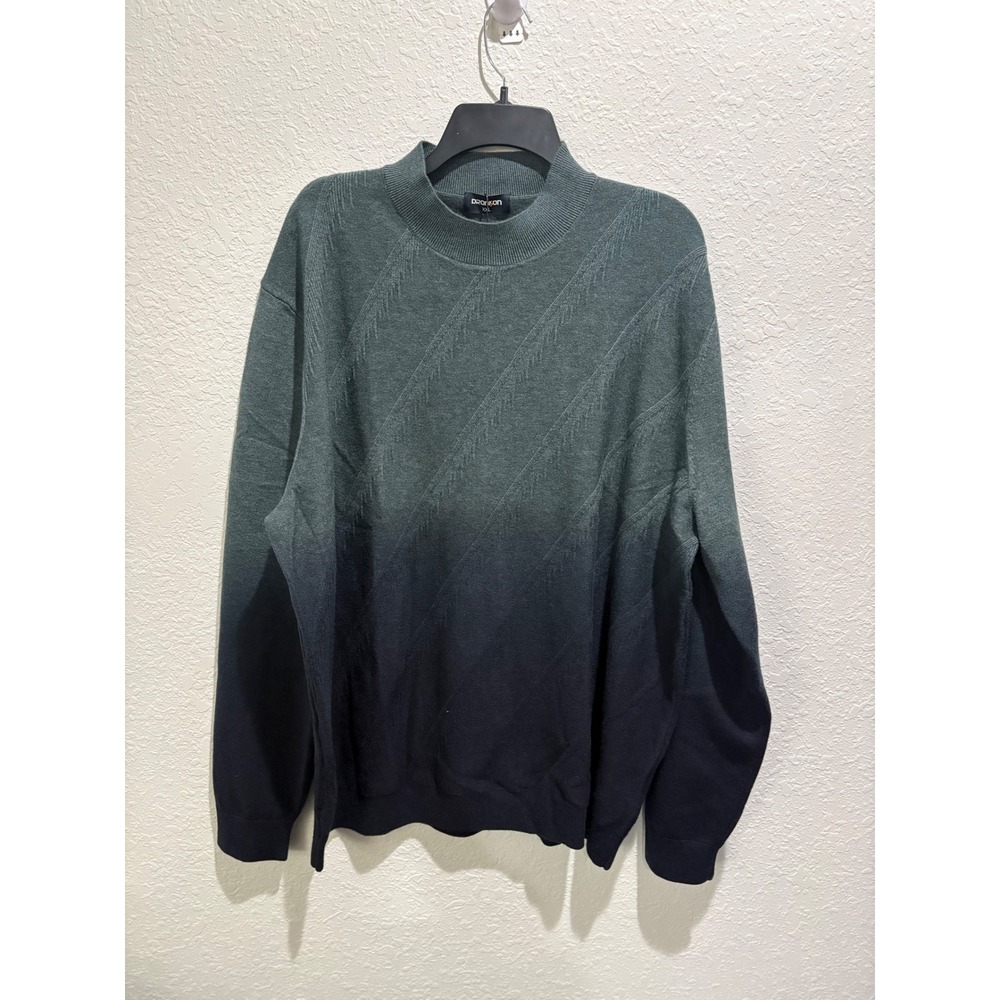 Dronison Mens XXL Ombre Mock‎ Neck Sweater Green Navy Blue Textured NWT